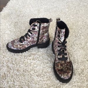 Shoes - Velvet patterned combat boots Shoes - Velvet patterned combat boots